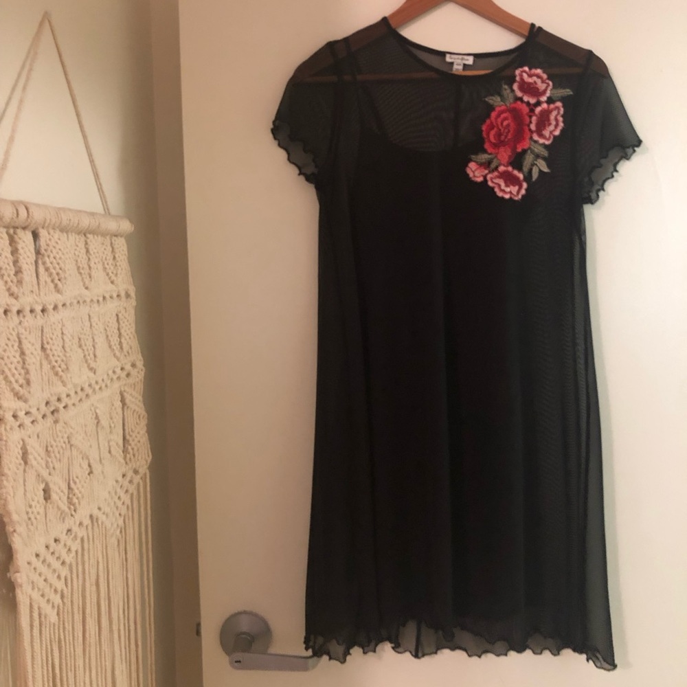 Black floral sheath dress